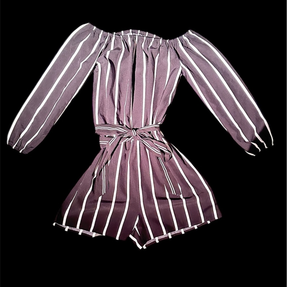 Striped Off-Shoulder Romper